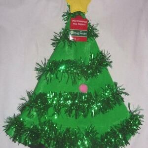 Christmas Tree Santa Hat w/Garland 18"